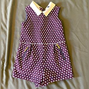 Janie & Jack Blue, White & Red Geometric Pattern Shorts Romper: 3T